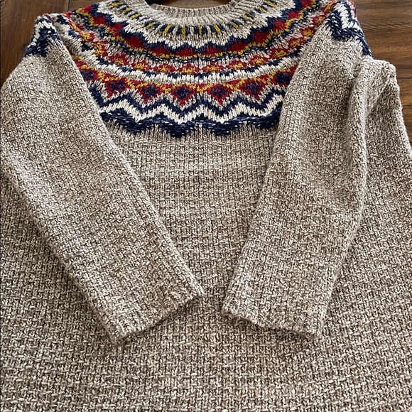 J Jill Fair Isle Southwest Nordic Knit Chunky Cozy brown pullover sweater size M - Picture 10 of 12